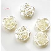 100pcs 12mm Pearl White Rose Flower FlatBacks Cabochons Deco DP249