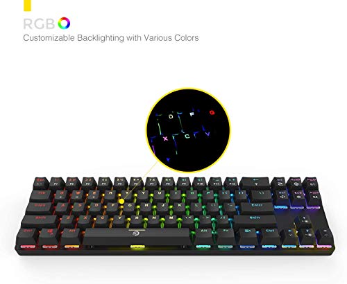 DREVO Calibur Teclado mecánico Inalámbrico Bluetooth 4.0 71 teclas retroiluminado RGB US Layout (Switch Rojo, Negro) - Imagen 3