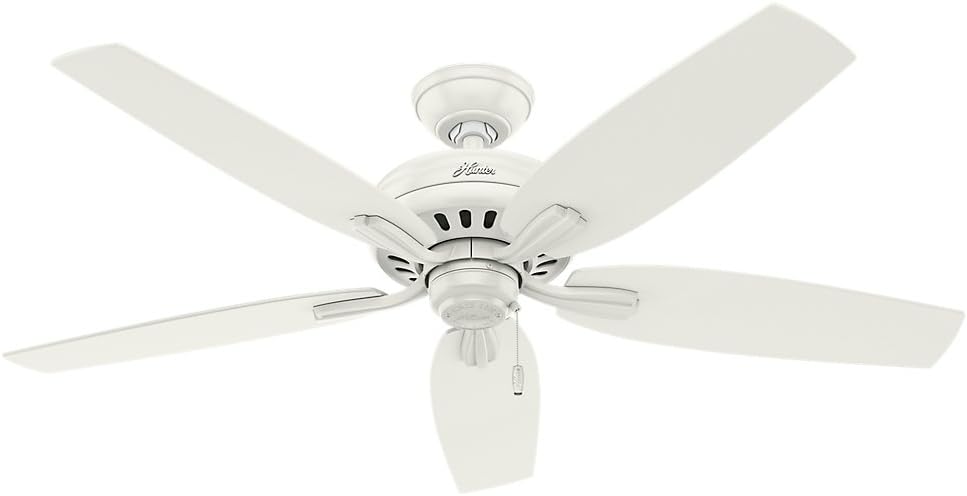 Hunter Indoor / Outdoor Ceiling Fan, with pull chain control - Newsome 52 inch, White, 53322