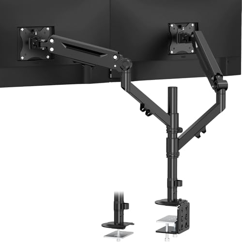 Dual Monitor Mount for 17 to 40 inches, Holds up to 26.4 lbs, Monitor Desk Arms for 2 Monitors Vertical/Parallel Placement, with Clamp/Grommet Base, VESA Mount 75/100 mm