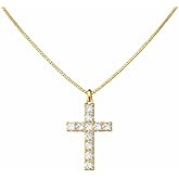 LiteVibe 14K Gold Cross Necklace for Women Small Dainty Moissanite Diamond Crucifix Pendant Necklace Chain