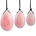 rockcloud Rose Quartz Set of 3 Drilled Yoni Eggs with String, Massage Stones for Women to Train Pelvic Muscles Kegel Exercise