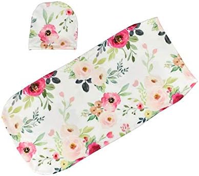 BEARCOLO 0-3 Months Baby Receiving Blanket, Toddler Warm Sleeping Bag Infant Swaddle Hat Set Baby Shower Gift