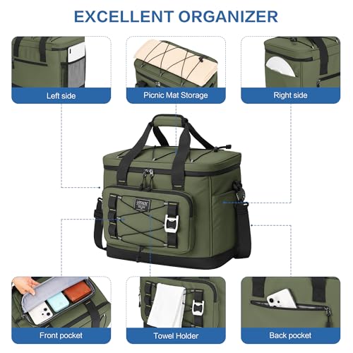 Urtala 30L Waterproof Insulated Cooler Bag for Camping, Travel, Shopping and Fishing