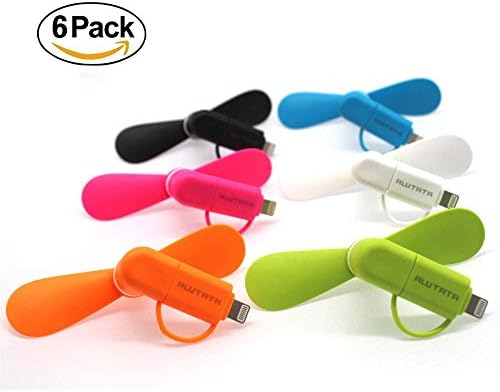 6 pieces/ USB Mini Fan Portable 2 in 1 Micro USB Fan Hot Weather Electronics USB Phone Fan for iPhone 6/6S &amp; 6 Plus/6s Plus &amp; iPhone 5/5S (Micro USB 2.0)Android and Samsung Phone By Alutata