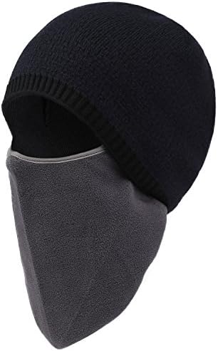Plizza Winter Ski Thick Knit Wool Warm Hat Face Mask Cover Scarf Slouchy Cable Beanie Skull Windproof Cap For Cycling Camping Running Climbing Skiing Walking Men Women