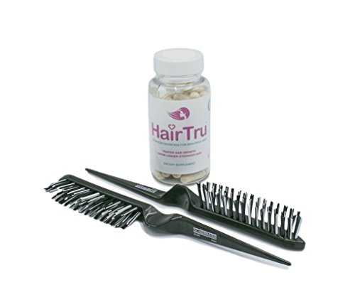 Hair Tru Hair Growth Vitamins, 1 Month Supply and 2 Scalpmaster Brush