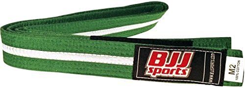 BJJ Sports Kids Jiu Jitsu Belt with White Stripe (Green, A0)