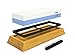 ISSIKI Cutlery Knife 2-Sided Sharpening Stone, Whetstone, 1000 and 6000 Grit, Comes with Non-Slip Bamboo Base and Angle Guide