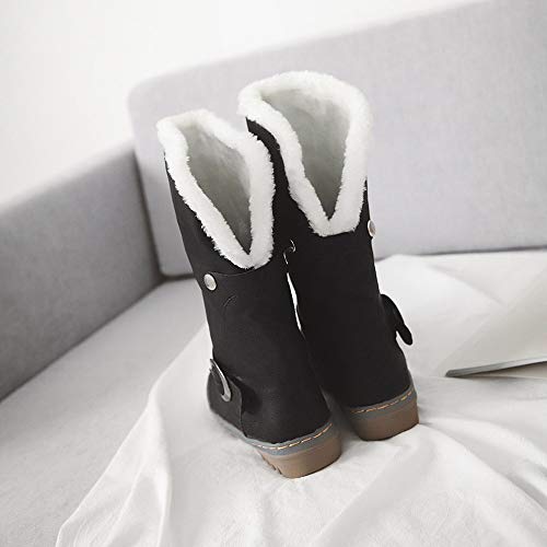 Respctful ♪☆ Women Girls 's Fashion Suede Boots Buckle Strap Ankle Booties Round Toe Chunky Shoes Warm Snow Boots