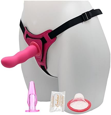 Waist Adjustable Leather Strap On Harness Color Pink