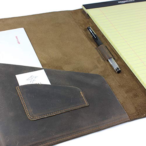 PEGAI Rustic Leather Portfolio/Legal Padfolio, Handcrafted Distressed Leather Pad Folio - Marshall | Chestnut Brown