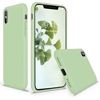 Vooii iPhone Xs Case, iPhone X Case, Soft Liquid Silicone Slim Rubber Full Body Protective iPhone Xs/X Case Cover (with Soft Microfiber Lining) Design for iPhone X iPhone Xs - Matcha
