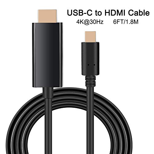 Vivk USB C to HDMI Cable, 6 Feet Type C [Thunderbolt 3 Compatible] to HDMI 4K Cable, Compatible MacBook Pro/MacBook iMac 2017/Chromebook Pixel/Yoga 910/ Dell XPS 13, Samsung S8/S9,1.8 m,Black