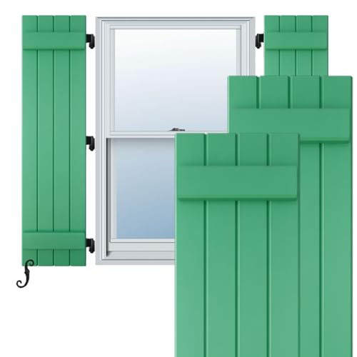 14"W x 32"H Americraft Four Board (2 Batten) Exterior Real Wood Joined Board-n-…