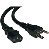 Tripp Lite Heavy Duty Computer Power Cord, 15A, 14AWG (NEMA 5-15P to IEC-320-C13), 3-ft. (P007-003),Black