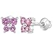 925 Sterling Silver Child's Pink Cubic Zirconia Butterfly Stud Screw Back Locking Earrings for Toddlers & Pre Teens- Best Gift for Animal Lover Kids, Casual and Formal