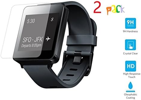 HYAIT LG W100 Watch Screen Protector 2-Pack Real 0.2mm Premium iWatch Tempered Glass Screen Protector Film for LG Watch