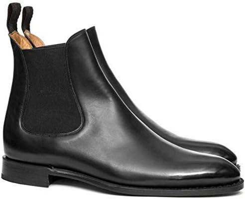 Costoso Italiano Black Leather Casual Slip On Chelsea Boots for Men