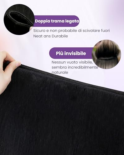 LaaVoo 60cm Real Hair Extensions Black Jet Weft 120g Light Remy Light Weight Length Daily Use #1