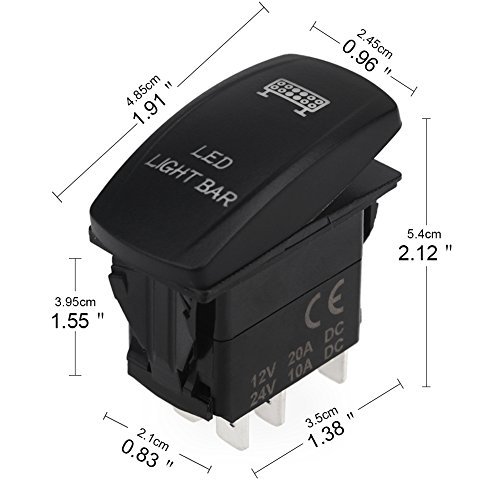 image for WATERWICH 5 Pin Led Light Bar illuminated Rocker Toggle Switch Waterpr