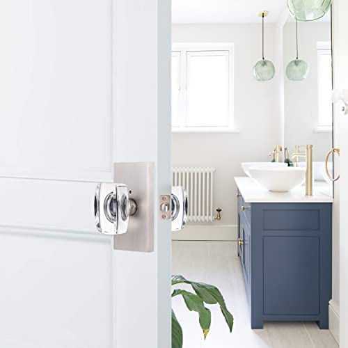 HIEMEY Glass Door Knobs Interior, Crystal Door Knobs with Lock, Privacy Bedroom/Bathroom Door