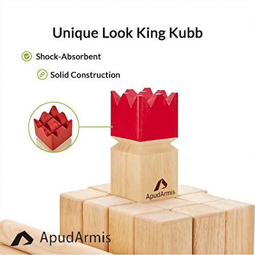 ApudArmis Kubb Yard Game Set, Viking Chess Outdoor Clash Toss Yard Game with Carrying Case - Rubber Wooden Backyard Lawn Games Set for Teenagers Adults Family