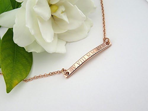 Custom name bracelet, Engraved bracelet, Personalize bracelet, custom bracelet, birthday bracelet, dainty bar bracelet, Date bracelet, engraved bracelet, rose gold bracelet, Roman numerals