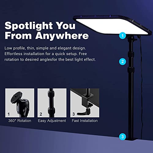 Godox ES45 Key Light, 2500 Lumens Desk Lamp Studio Lighting Lamp with Adjustable Stand, Bi-Color 2800K-6500K, App/Remote Control Wireless 2.4G, for Streaming, Video Conferencing