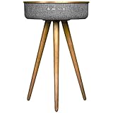Sierra Modern Home Studio Smart Table with Built in 360° Bluetooth Speaker & Wireless Qi Charger - Ash Wood Night Stand- Modern & Functional Coffee Table & Night Stand - Bed Room -Living Room