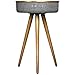 Sierra Modern Home Studio Smart Table with Built in 360° Bluetooth Speaker & Wireless Qi Charger - Ash Wood Night Stand- Modern & Functional Coffee Table & Night Stand - Bed Room -Living Room