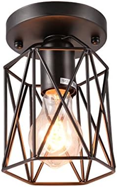 Hand-Made Black Metal Vintage Loft Simple mini Ceiling Lamp Flush Mount lights Entry Hallway Game Room Kitchen light Fixture
