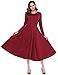 Leadingstar Women's Long Sleeve A-line Swing Midi Fit and Flare Casual Dress