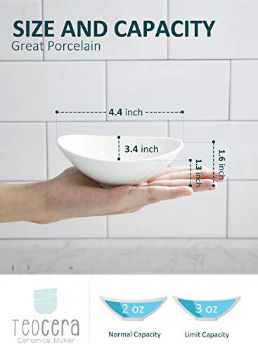 Teocera Porcelain Dipping Bowls, Sauce Bowl Set, 3 Ounce Dishes for Soy, Condiments, Set of 8, White