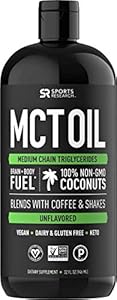 Premium MCT Oil derived only from Non-GMO Coconuts - 32oz BPA free bottle | Great in Keto Coffee,Tea, Smoothies & Salad Dressings | Non-GMO Project Verified & Vegan Certified (Unflavored)
