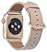 JSGJMY Apple Watch Band 38mm Women Light tan Vintage Genuine Leather Loop Replacement Wrist Iwatch Strap with Series 2/1 Gold Metal Clasp for Apple Watch Series 2 Series 1 Sport and Edition