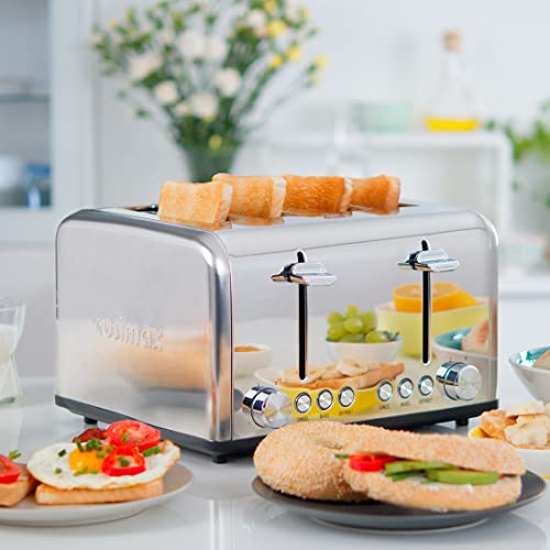 Toaster 4 Slice, CUSIMAX Stainless Steel Toaster, Bread Toasters 4