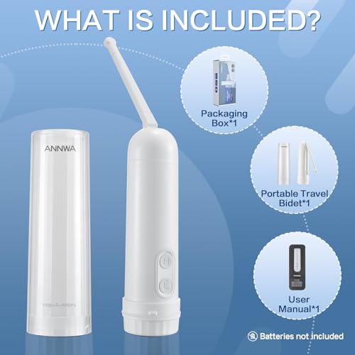 ANNWA Travel Bidet 140ML, Mini Foldable Handheld Personal Portable Bidet, IPX6 Bidet Portable with 180°Round Head, Noise Personal Bidet Toilet Handheld Bidet(شطاف المسافر)