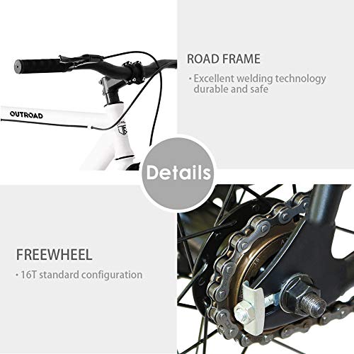 Max4out Track Bikes Single Speed Urban Fixie Road Bike 700 cc Track Bicycle White - Thumbnail 2