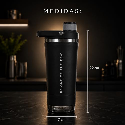 Coqueteleira Térmica ELLYM NUTRITION 600ml Com Compartimento Whey Inox Academia Profissional Shaker (Preto)