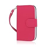 HTC One Sv Case, MPERO FLEX FLIP Series Premium PU Leather Wallet [3 Pockets] Inner Flexible TPU Slim Fit Case for One Sv with Magnetic Flap & Hand Strap - Hot Pink
