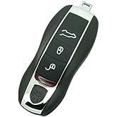 SEGADEN Replacement Key Shell + Uncut Blank Emergency Insert Key Compatible with Porsche Macan Boxster Cayenne 3 Button Smart Keyless Entry Remote Key Case Fob PG923A