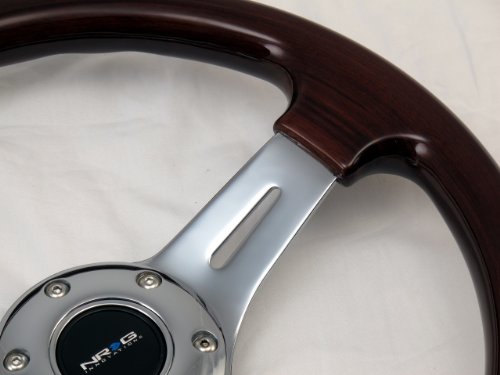 NRG Steering Wheel Classic Wood Grain with Chrome Spokes 330mm - Part # ST-015-1CH