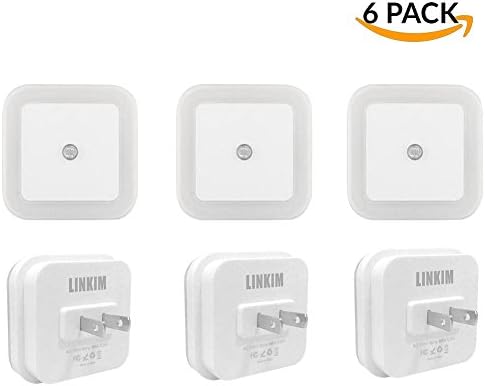 LINKIM 0.5W Plug in LED Night Light Lamp with Dusk to Dawn Sensor, Great for Bedroom, Bathroom, Hallway, Stairways, or Any Dark Room ( 6-Pack,White)