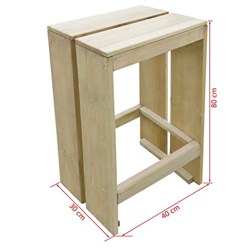 mewmewcat 5-TLG. Gartenbar Barset für den Garten Kiefernholz Imprägniert Tischmaße: 75 x 75 x 110 cm Hockermaße: 40 x 30… – Bild 8