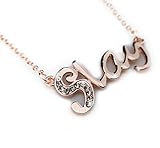 Slay Necklace with CZ stones and Gift Box (Rose Gold Tone) (Slay Necklace - Rose Gold)