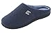 HomeIdeas Men's Coral Fleece Lining with High Density Memory Foam Classicism Slip-on Slipper (US Men's Size 11-12, Navy Blue