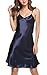 Avidlove Women's Nightshirts Satin Chemises Slip Sleepwear,Dark Blue (FBA),Small