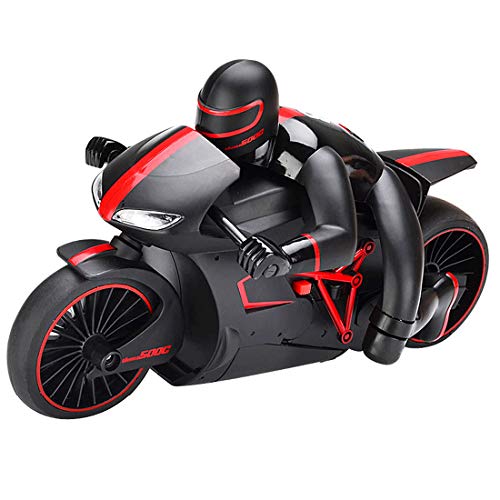 FenglinTech RC Motorcycle, 6V 4 Channels 2.4G High-Speed Remote Control Racing Drift Motorcycle with Light for Kids and Adult - (Red) - Thumbnail 2