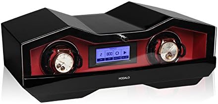 Modalo Sport Black/Red Lacquered Wood Watch Winder for 2 Watches with Touch Screen